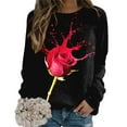 thumbnail image 5 of SOMOWI Chandails de la Saint-Valentin pour Femmes, Imprimé, Col Rond, Coupe Ajustée, Chandail à Enfiler, Manches Longues, Entraînement, Blouse Ample, Noir, Automne, Vêtements de Sport, S, 5 of 5