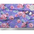 thumbnail image 2 of Soimoi Purple Viscose Chiffon Fabric Leaves & Ranunculus Floral Print Fabric by the Yard 42 Inch Wide, 2 of 3