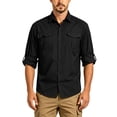 thumbnail image 3 of Men's Quick Dry Long Sleeve Shirt UPF 50+ Sun Protection Lightweight Breathable Fishing Hiking Casual Daily Camping Outdoor Travel Athletic Top with Pockets | TOPLIU,Black L, 3 of 9