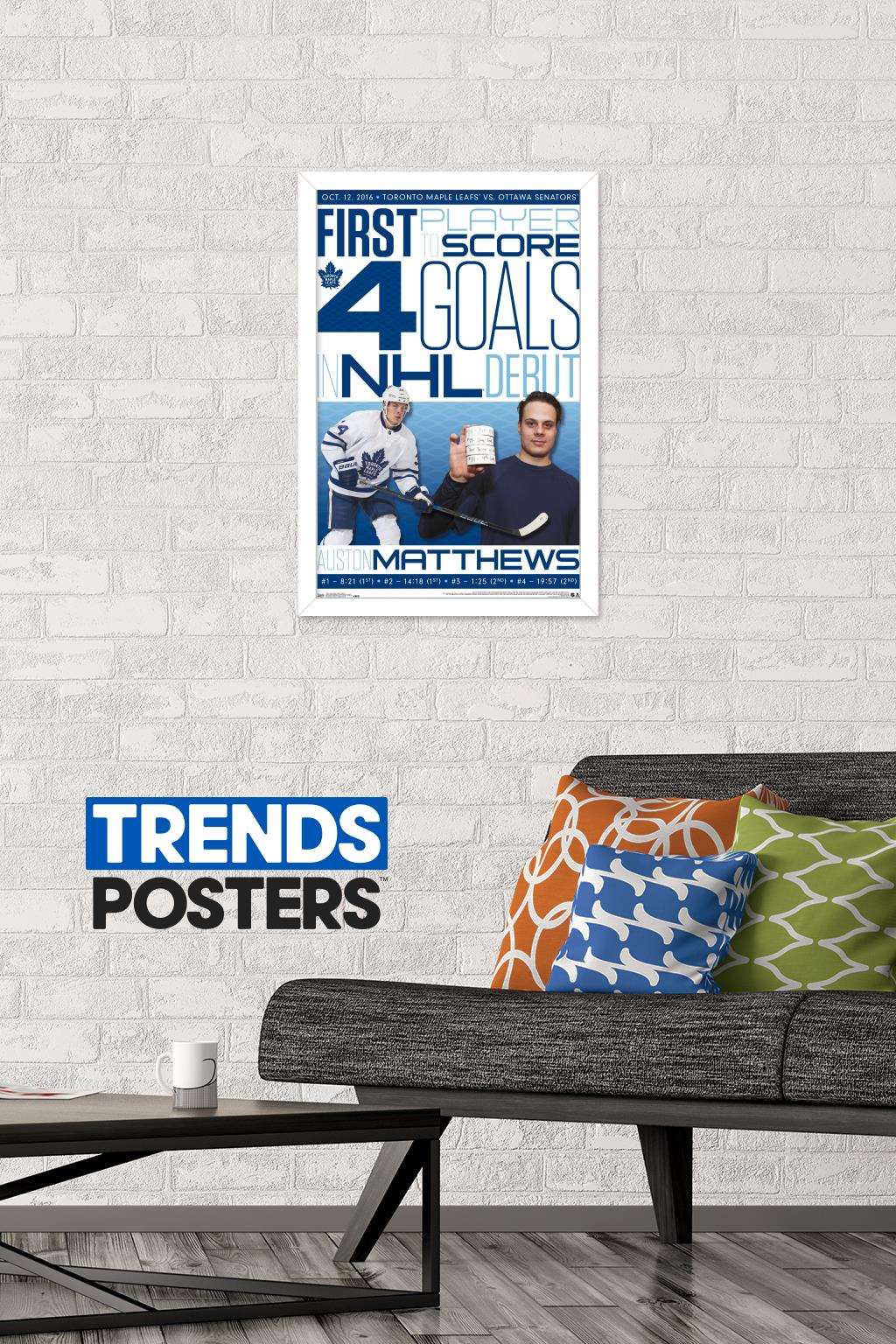 NHL Toronto Maple Leafs - Austin Matthews History Wall Poster, 14.725" x 22.375", Framed