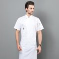 thumbnail image 4 of Chaqueta de chef Delantal de cocina Tres botones con bolsillos delanteros Ropa Camisas de verano para hombres Suministros de cocina para parrilla Restaurante Blanco 3XL Inevent LF000331-05, 4 of 7