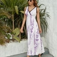 thumbnail image 6 of Lavender Floral Purple Womens Night Club Maxi Dress V Neck Sleeveless Bohemia Long Dresses, 6 of 9