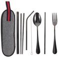 thumbnail image 2 of Stainless Steel Portable Travel Utensil Set with Storage Bag – Includes Fork, Spoon, and Chopsticks for Camping, Picnics, and Outdoor Activities, 2 of 5