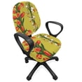 thumbnail image 1 of Floral Office Chair Slipcover, Vertical Strips of Tulips and Daffodils Leafy Botanical, Protective Stretch Decorative Fabric Cover, Standard Size, Khaki Multicolor, by Ambesonne, 1 of 5