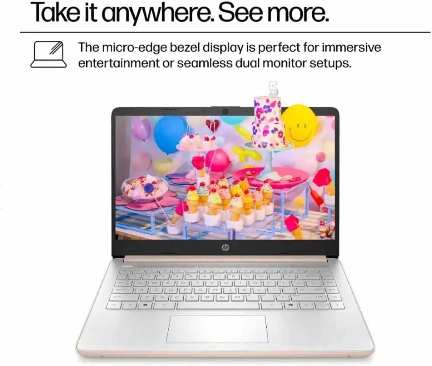 HP 14" HD Laptop,Intel Processor N150 (Beats N4120) ,4GB RAM 128GB UFS,Windows 11 Home, Pale Rose Gold