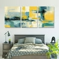 thumbnail image 6 of Canvas Wall Art Teal Yellow Blend Abstract Painting Framed Picture Living Room Kitchen Office Bedroom Home Decor High Quality Prints Modern Wall Decoration 12*16inch*3pcs, 6 of 6