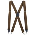 thumbnail image 1 of Mens Elastic x-Back Adjustable Clip-on Suspenders with Leather Trim - Olive (Regular, 46" Long), 1 of 5