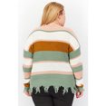 thumbnail image 2 of MADE WITH LOVE Pull à Manches Longues et Col V à Franges Vert Womens Plus 3X, 2 of 3