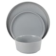 thumbnail image 5 of Gibson Home Dempsey Road 12-Piece Stoneware Dinnerware Set – Service for 4, Round Grey Plates and Bowls, Durable Solid Color Modern Embossed Dish Set, Microwave & Dishwasher Safe, 5 of 15
