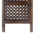 thumbnail image 3 of Decorative Four Panel Mango Wood Hinged Room Divider with Circular Cutout Design, Brown, 3 of 6