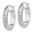 thumbnail image 2 of 925 Sterling Silver Rhodium Plated Diamond Cut 5mm Oval Hoop Earrings; for Adults and Teens; for Women and Men, 2 of 3