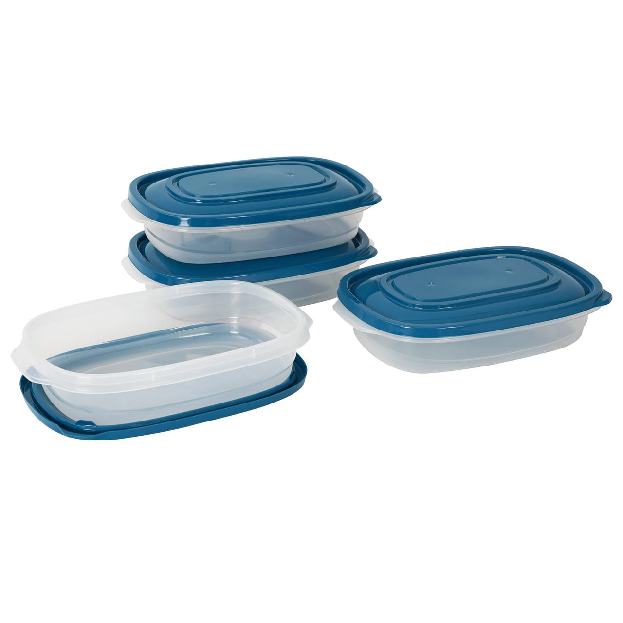 (6 pack) Mainstays Semi Durable Rectangle 4cup Plastic Food Storage Container 4 Pack, Made for Family Meals and Easy Serving, along with being the perfect size for your Lunch Bag