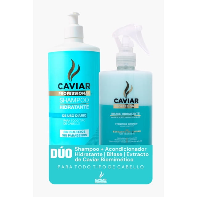 Caviar Professional | Shampoo hidratante y acondicionador instantáneo | Bifase | Extracto de caviar | Sin sulfatos y parabenos