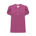 thumbnail image 4 of QATAINLAV Womens V Neck Shirts Tulip Hem Short Sleeve Henley Shirt Chiffon Button Work Tops Fashion Stripe Print T Shirts Summer Casual Tunics Hot Pink XXL Ofertas en Walmart, 4 of 6
