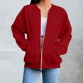 thumbnail image 5 of iHPH7 Workout Jackets for Woman Stand Collar Jacket Women Fall Womens Clothes Oversized Bomber Jacket Women Fall Fashion Zip-up Sweatshirts for Women Womens Fall Jackets Red M, 5 of 6