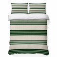 thumbnail image 2 of 3 Pieces King Quilt Set,Forest Green and Beige Stripe Soft Bedding Sets with 1 Quilt & 2 Pillow Shams,Modern Neutral Striped Summer Bedspread Lightweight Coverlet Comforter for All Season, 2 of 9