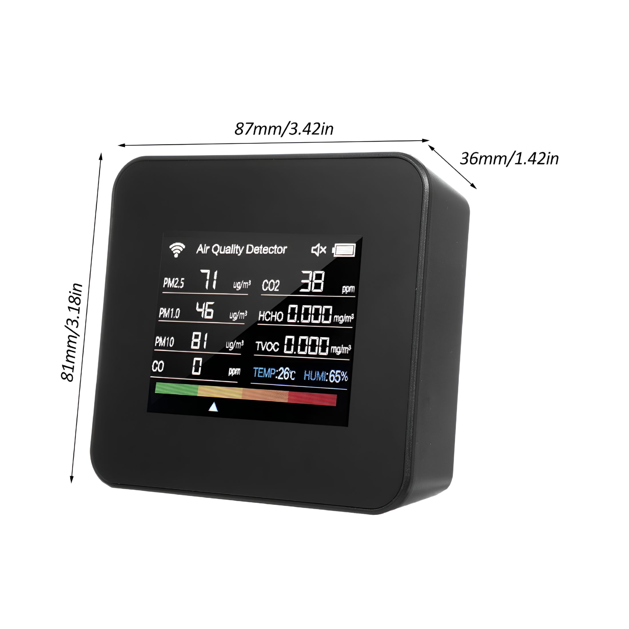 GJX 14-in-1 Indoor Air Quality WiFi Detector - Detects CO鈧? CO, TVOC, HCHO, Temp, Humidity, PM2.5, PM1.0, PM10 - Support Cellphone APP Control