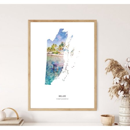 Belize Print | Belize Watercolor Print | Belize | Belize Poster | Belize Map Art | Map of Belize