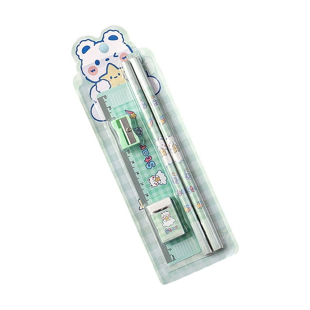 Pencil Set under $5! CQCYD Pencil Set for Students, 5-Piece Drawing Sketching Art Supplies, Kindergarten Children Writing Stationery Kit, Include Sharpener Ruler Eraser for School Homework
