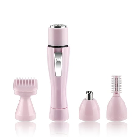 Bikini Trimmer Electric Women Shaver 4 in 1 Nose Trimmer Eyebrow Trimmer Battery Operated Lady Shaver Hair Removal Set Face Body Grooming