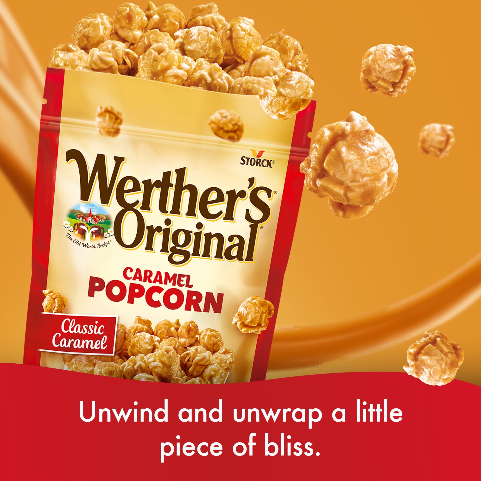(6 pack) Werther's Original Caramel Popcorn, Classic Caramel, 5.29 oz