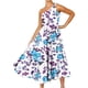 thumbnail image 1 of Moda Mujer Boho Verano Causal Un Hombro Impresión Sin Mangas Smocked Maxi Vestido Fridja  hjkh3798, 1 of 4