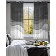 thumbnail image 3 of Ombre Waves Sheer Curtains 45 Inch Length 2 Panels Set for Living Room/Bedroom, Abstract Art Gradient Black Modern Kitchen Curtains Grommet Semi-Sheer Curtains Drapes Window Treatments 42"x45"x2, 3 of 7