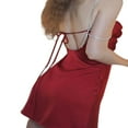 thumbnail image 3 of Women‘s Spaghetti Strap Sleeveless Off Shoulder Rhinestone Chain Cami Mini Club Party Dress, 3 of 4
