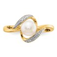 thumbnail image 5 of Finest Gold 14K Yellow Gold Diamond & Freshwater Cultured Pearl Ring - Size 7, 5 of 5