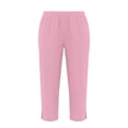 thumbnail image 4 of XIAOCHA Women's Side Split Capri Leggings Solid Stretchy Slim Pants Gym Daily Wear Trousers, 4 of 4