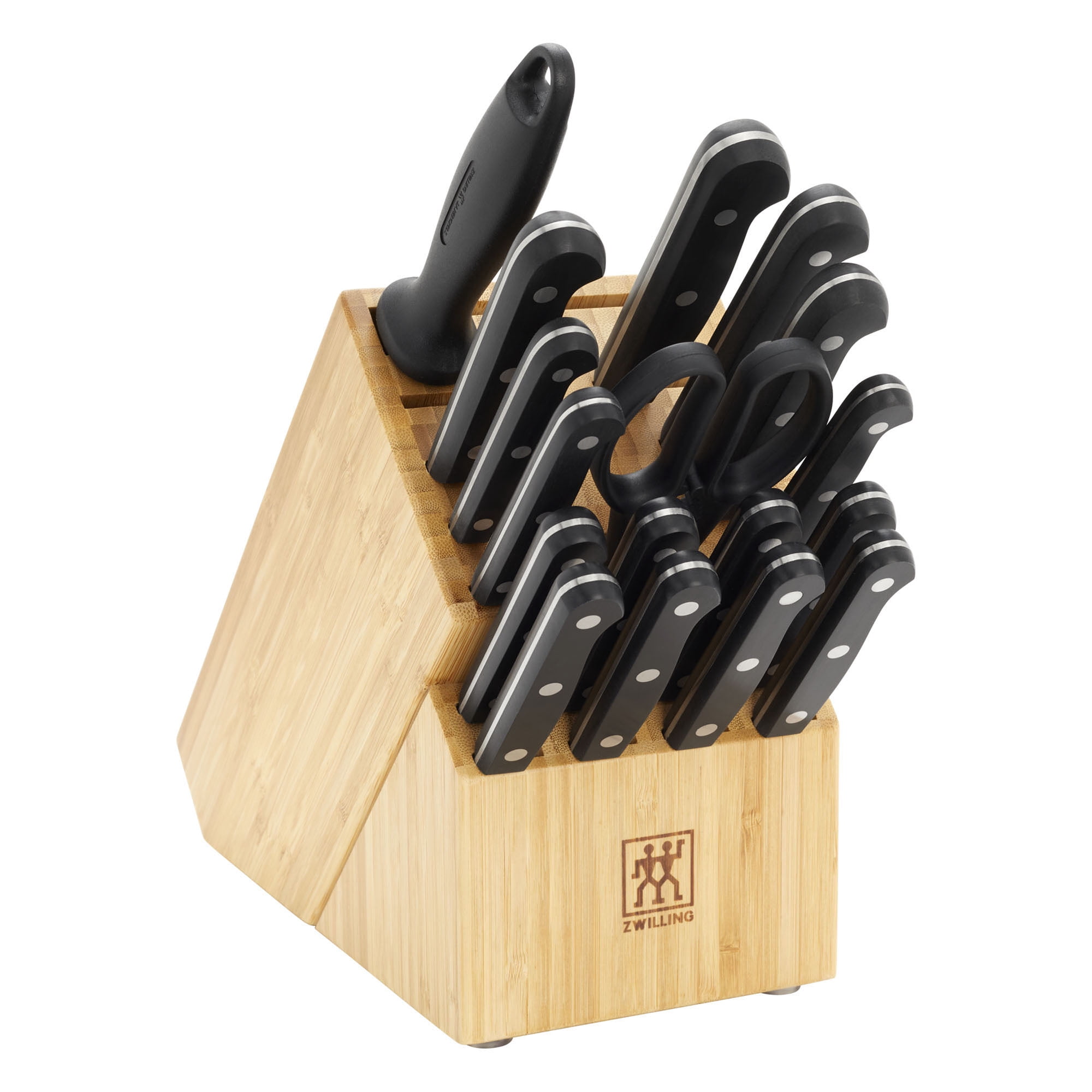 ZWILLING Twin Gourmet Classic 18-pc Knife Block Set, German Stainless Steel, 3 Rivet Handle, No-Stain, Includes Shears Honing Steel, Made in Spain