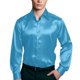 thumbnail image 1 of Camisas Para Hombre Manga Larga Camisa de manga larga con solapa de color sólido y a la moda informal para hombre (Blue, L), 1 of 5