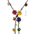 thumbnail image 4 of AeraVida Fashionable Chic Bohemian Multicolor Daisy Floral Mix Stone Genuine Leather Lariat Wrap Necklace, 4 of 8