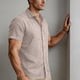 thumbnail image 3 of Paiwinds Men's Linen Short Sleeve Shirt Casual Button Down Collar Shirt Solid Color Lightweight Summer Beach Shirts for Men, 3 of 9