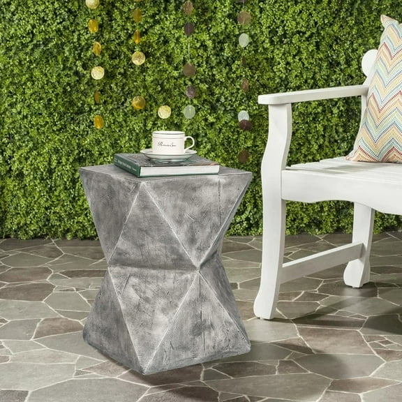 Joveco Concrete Side Tables,Patio Accent Table,Weatherproof Outdoor End Table,Gray
