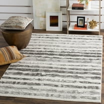 SAFAVIEH Adirondack Katina Striped Area Rug, Ivory/Charcoal, 8' x 8' Square