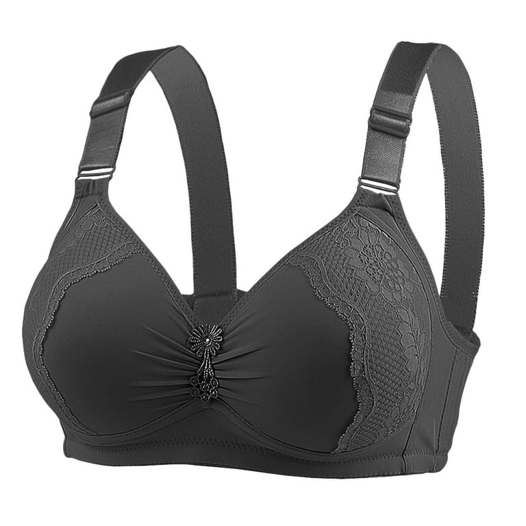 Ozmmyan Wirefree Bras for Women ,Plus Size Adjustable Shoulder Straps Lace  Bra Wirefreee Extra-Elastic Bra Active Yoga Sports Bras 42D-48D, Summer  Savings Clearance 