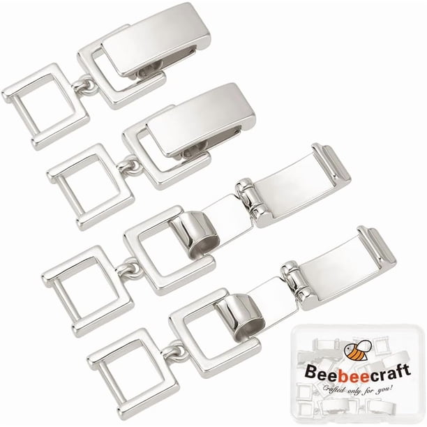 1 caja de 6 cierres plegables de plata de 29 mm, de latón chapado en platino auténtico, para pulseras, cierres de joyería