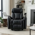 thumbnail image 2 of EUROCO Overstuffed Electric Home Theater Seating ,PU Leather 270°Power Swivel Recliner with Hidden Arm Storage, LED Light Strip,Cup Holder,360° Swivel Tray Table,and Cell Phone Holder for Living Room, 2 of 11