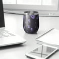 thumbnail image 3 of 12oz Stemless Wine Tumblers Purple Halloween Ghosts Skulls and Bats Vacuum Insulated Stainless Steel Travel Tumbler Cups Mug with Lid and Straw for Champaign,Cocktail,Beer with Cleaning Brush, 3 of 5