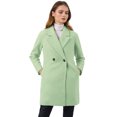 thumbnail image 3 of Unique Bargains Manteau Mi-Long à Manches Longues Raglan à Revers Croisé pour Femme, 3 of 7