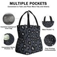 thumbnail image 3 of Black and Gray Leopard Print Drawstring Insulated Lunch Bag for Women, Stain-Resistant Large Lunch Tote with Multi-Pockets for Work Office, 3 of 6