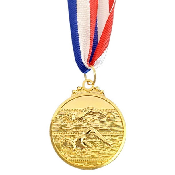 Medalla Ganadores Metal 5 Cm Con Cinta para El Cuello Natación Competición Deportiva