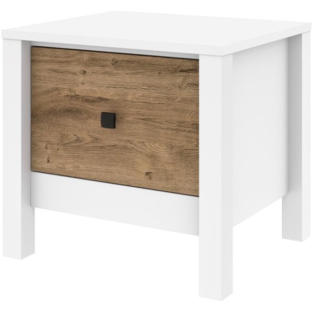 Bestar Capella 1 Drawer Nightstand In White And Rustic Brown Walmart Com Walmart Com