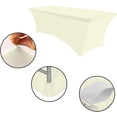 thumbnail image 2 of Mds Pack of 15 Rectangular Stretch 4ft Spandex Table Cover Tablecloths for Wedding - Ivory, 2 of 6