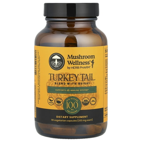 Herb Pharm Mushroom Wellness™, Turkey Tail Blend With Reishi, 90 Vegetarian Capsules