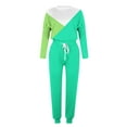 thumbnail image 4 of Yeaiivve Two Piece Outfits for Women Color Block Long Sleeve Crewneck Pullover Tops and Pants Jogger Sweatsuits Lounge Tracksuit Set with Pockets Mint Green XXL, 4 of 5
