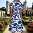 thumbnail image 5 of Womens Summer Dresses V Neck Short Sleeve Floral Print Midi Dress with Pockets Flowy Swing Vacation Casual Sundress S-2XL, 5 of 7