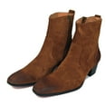 thumbnail image 4 of OSSTONE Dress Boots Chelsea Designer Boots for Men Zipper-up Leather Casual Heel Shoes JY002-Brown-Suede-7 Suede Brown, 4 of 6