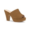 thumbnail image 1 of BLISSFUL STEP Women's Shoes Chunky Platform Open Toe Slides Block Heel Sandals Brown 10, 1 of 7